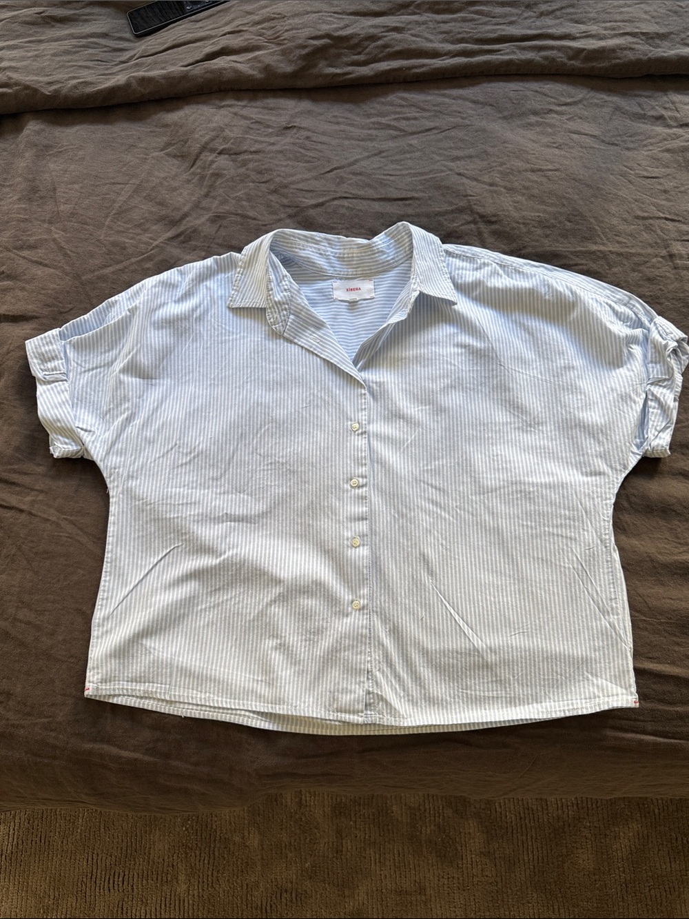 XiRENA Light Blue and White Striped Shirt - Size M